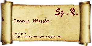 Szanyi Mátyás névjegykártya